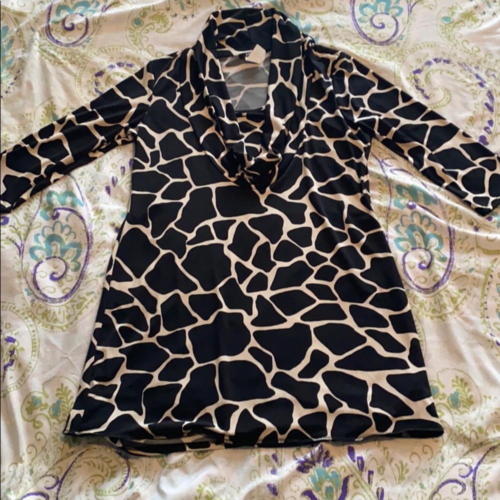 MSK Cowel-Neck Giraffe Print Tunic Dress